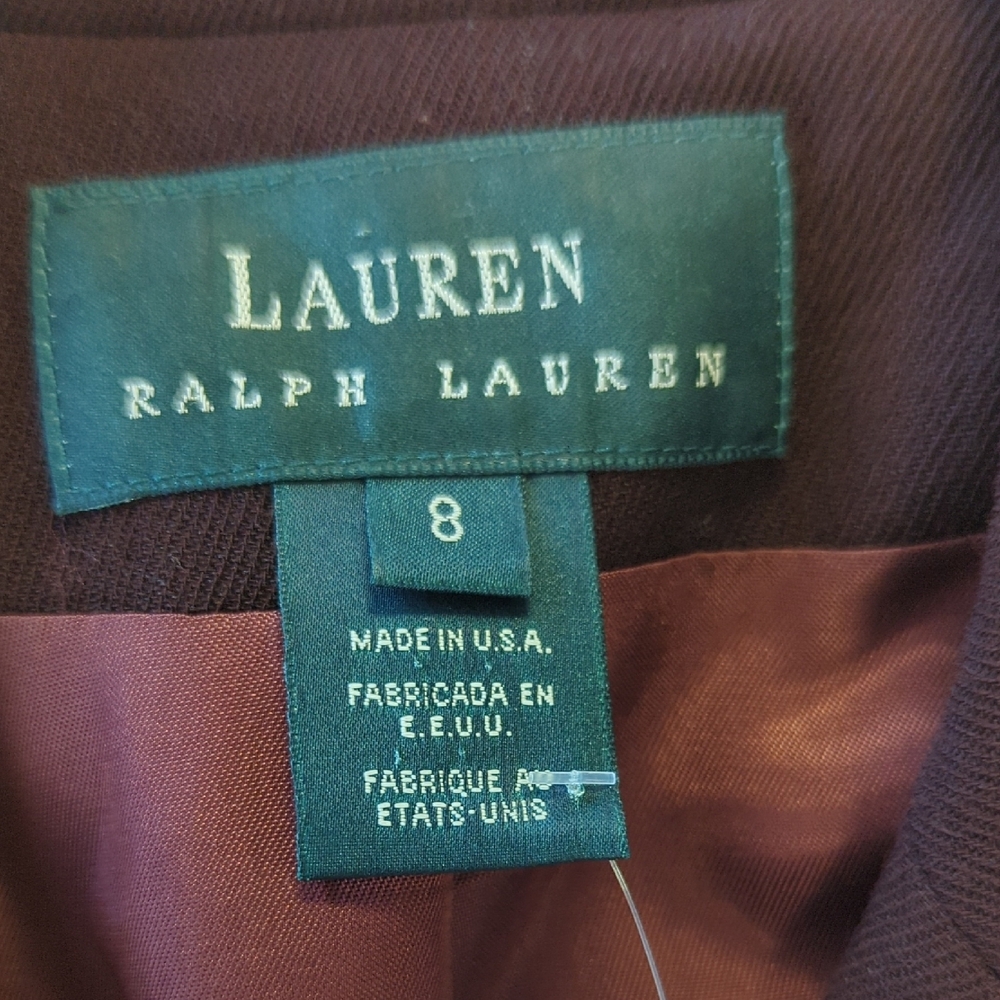 30223 Lauren Ralph Lauren Wool Tailored Blazer Brown size 8 safari travel preppy - Picture 6 of 8